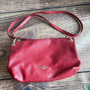Coach Red Pebbled Leather Shoulder Bag